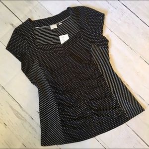 Anthropologie Postmark Top XL Polka Dot Ruched